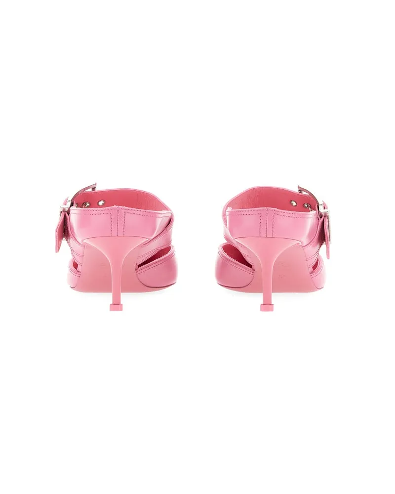 Alexander McQueen Buckle-Detailed Leather Sandal — Pink Pink