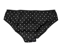 Women Black Polka Dots Mid Waist Brief Panty Underwear And White Silk Elastane Clothing