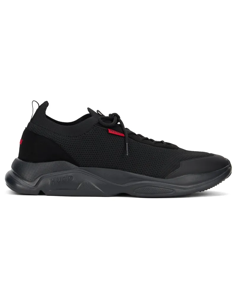HUGO BOSS Men's Low-Top Sneakers Leon Black Polyester Trainers Black