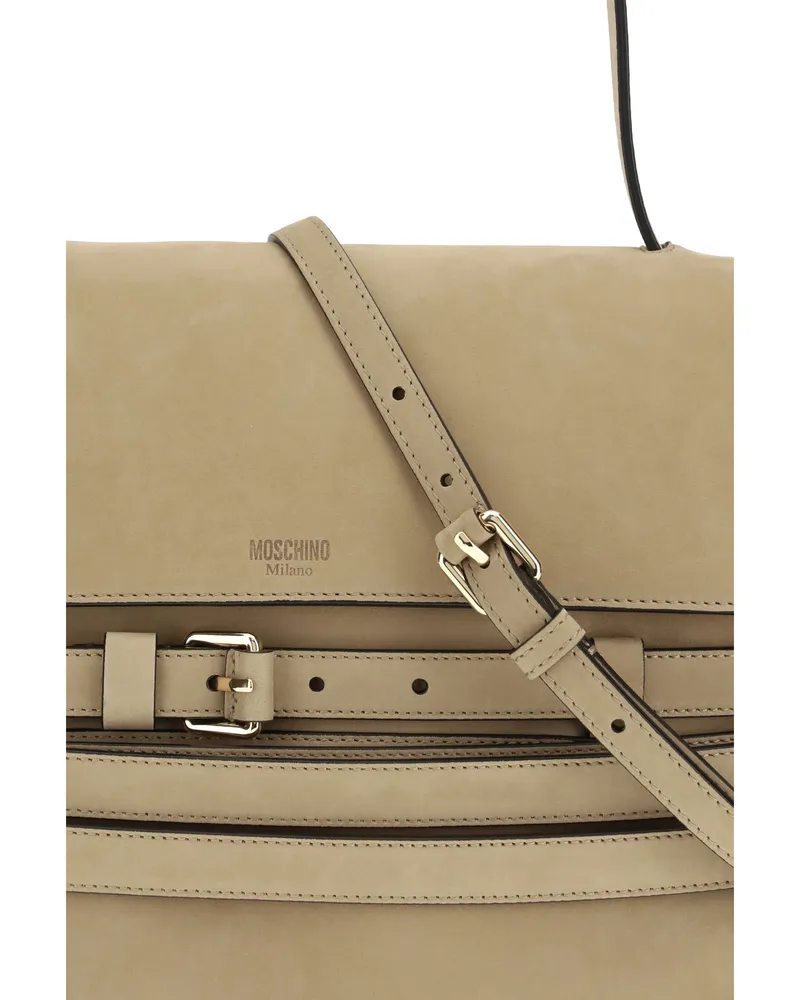 Moschino Women's Handbag Tie Me Ecru Calf Leather Handbags Hand Bags Beige