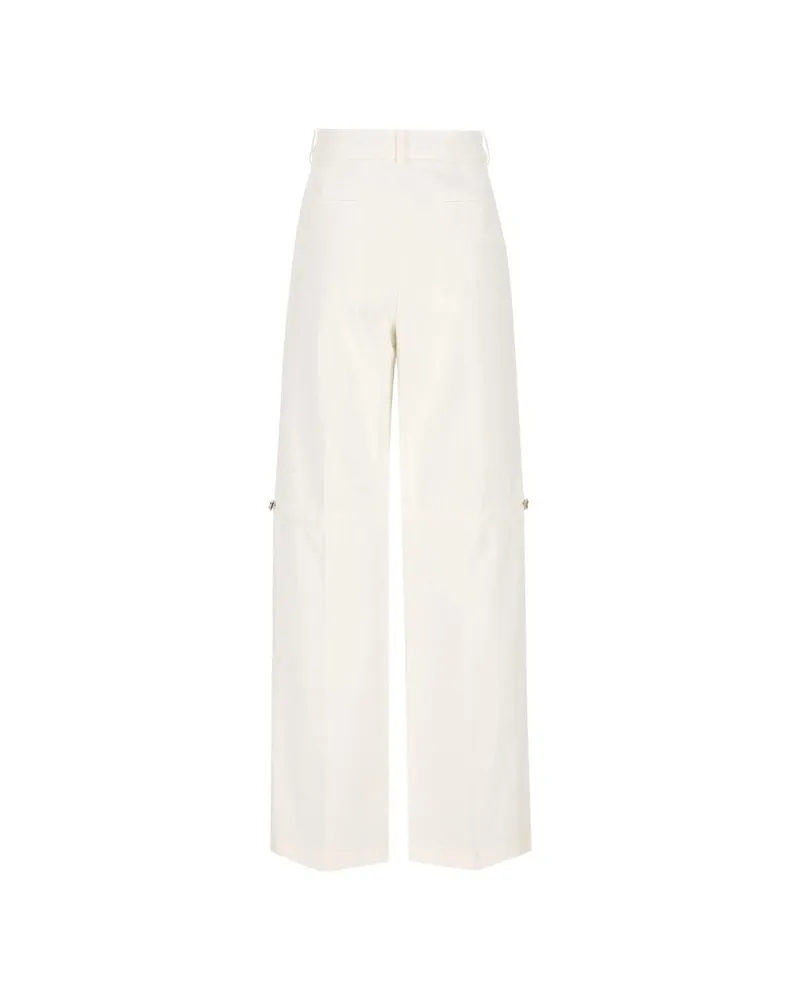 Fendi Logo-Embroidered Silk Trousers — White White