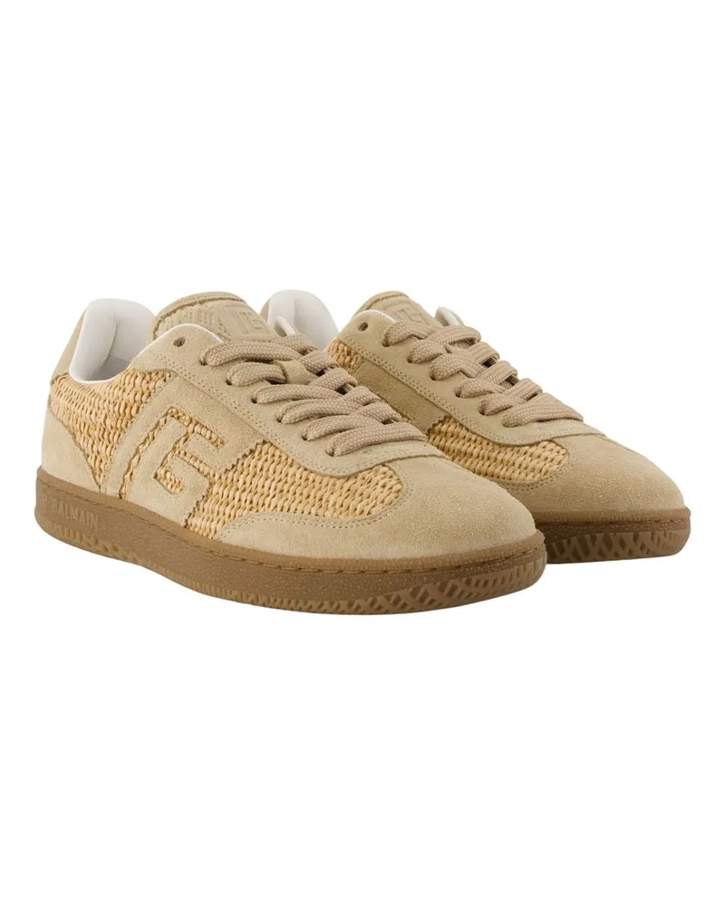 Balmain Women's Swan Sneaker Beige Calfskin Beige