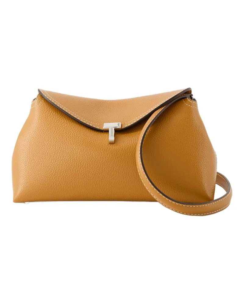 Totême Women's T Lock Clutch -  Leather Brown Calfskin Bags Clutches Brown