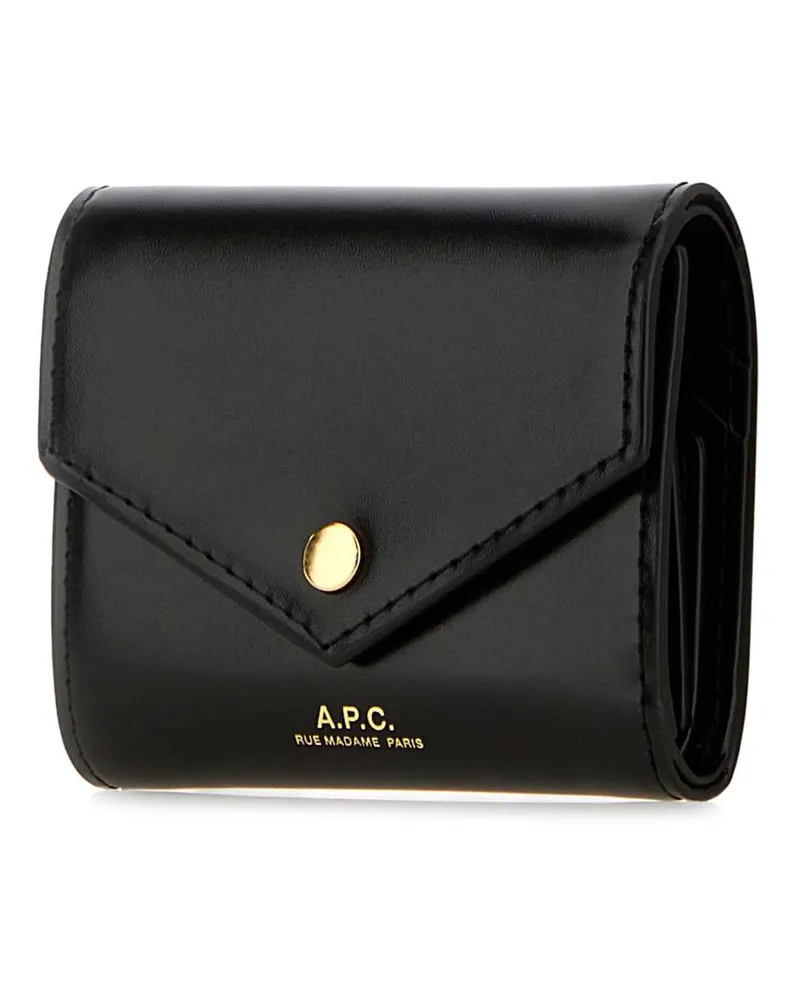 A.P.C. Women's Black Leather Envelope Coin Purse Noir Portafogli Wallet Black