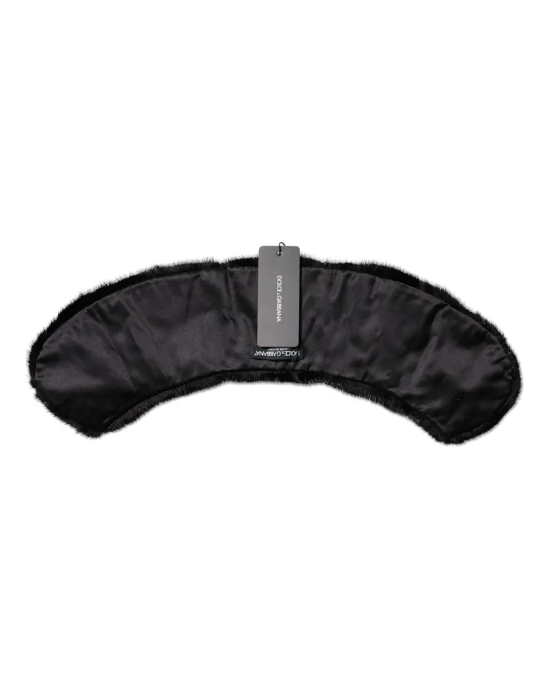 Dolce & Gabbana Women Black Fur Shawl Neck Wrap Cover Collar Scarf Mink Black