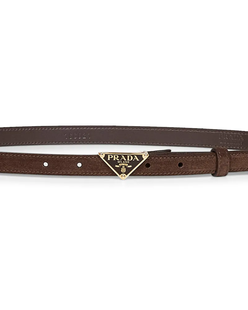 Prada Women's Suede Belt Dark Brown Calf Leather Brown