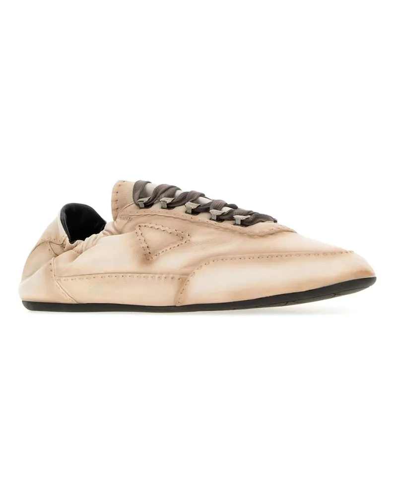 Prada Men's Pink Nappa Leather Sneakers Talco Beige