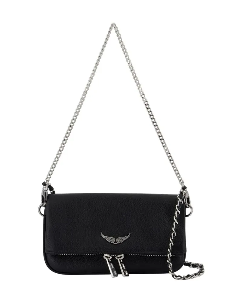 Zadig & Voltaire Women's Rock Nano Wallet On Chain -  Leather Black Cowhide Bags Crossbodies Black