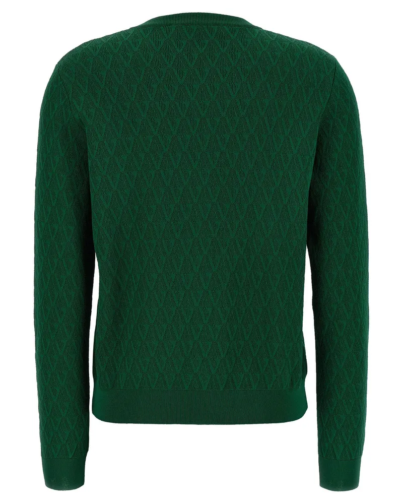 Versace V-Pattern Jacquard Knit Cardigan — green Green