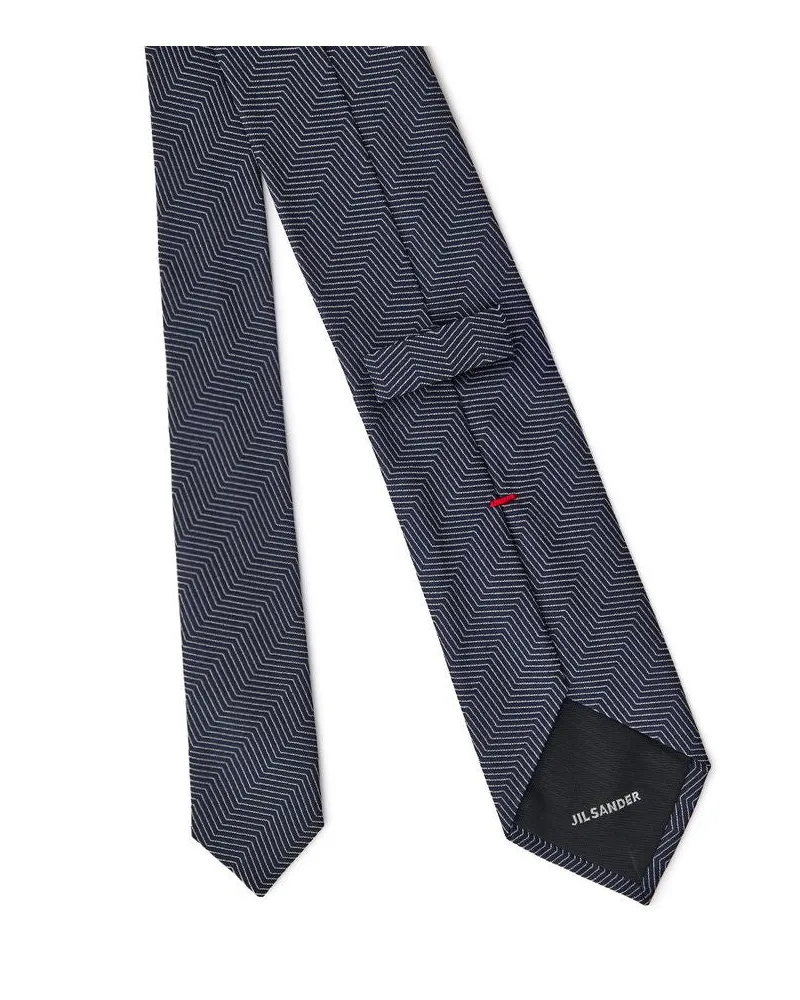 Jil Sander Men's Blue Silk Tie Blue