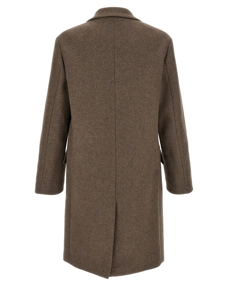 Dries van Noten Wool Blend Coat — Taupe Taupe