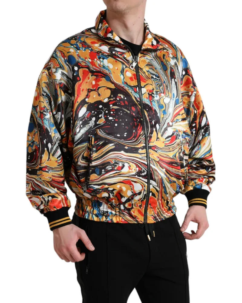 Dolce & Gabbana Men's Multicolor Abstract Polyester Bomber Jacket Clothing Multicolor