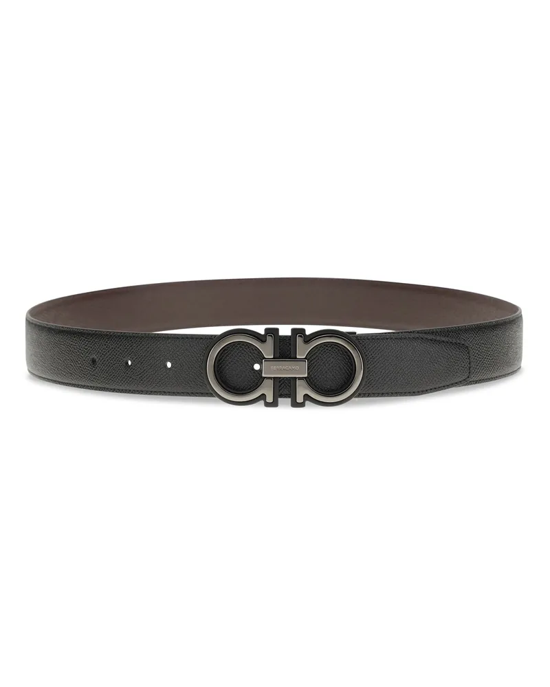 Ferragamo Men's Belt Gancini Blue Patterned Navy Calf Leather Navy