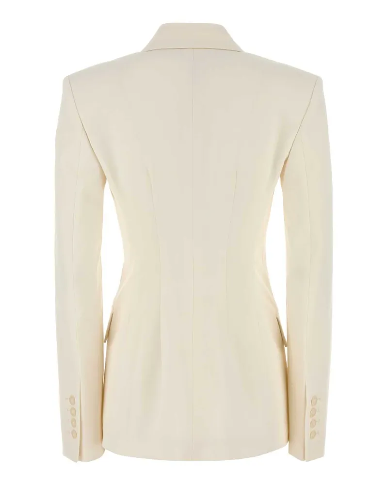 ANDAMANE Women's Ivory Stretch Gabardine Blazer Giacche E Gilet Jacket Beige