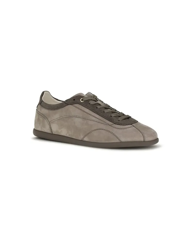 Brunello Cucinelli Men's Gray Calf Leather Bos Taurus Sneakers 