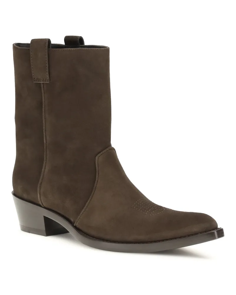 KHAITE Women's Clive Ankle Boots Ebano Calf Leather Bos Taurus Brown