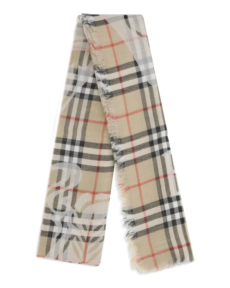 Burberry Check Scarf — Beige Beige