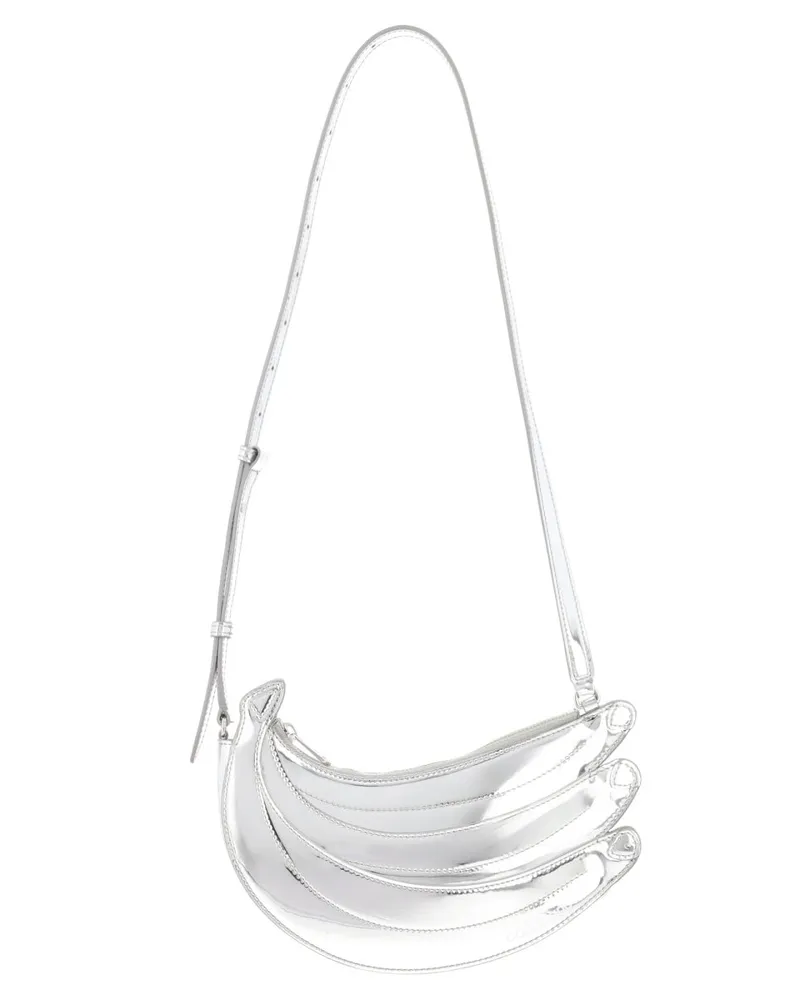 Casablanca Paris Women's Shoulder Bag Banana Silver Leather Silver