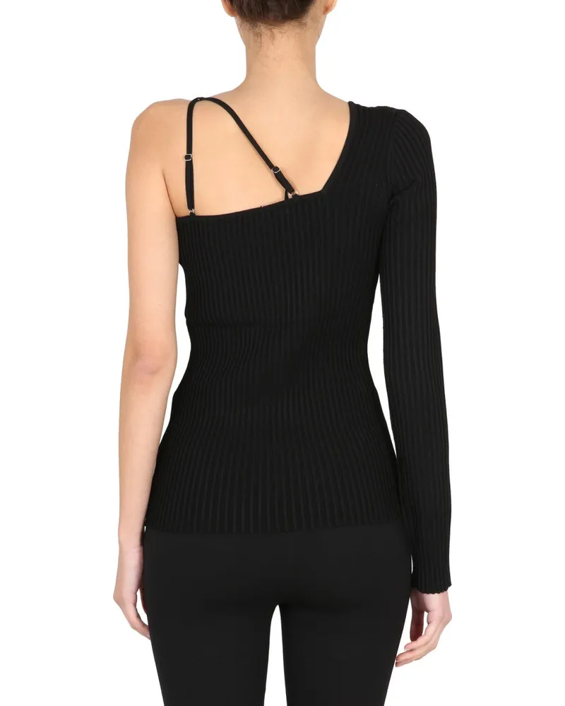 Helmut Lang Asymmetrical One-Shoulder Bodysuit — Black Black