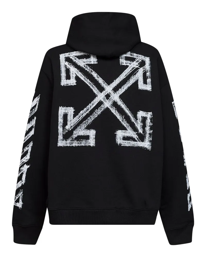 OFF-WHITE Men's Zip-Up Hoodie Motion Arrow Black Cotton Sweatshirts Sweater Black