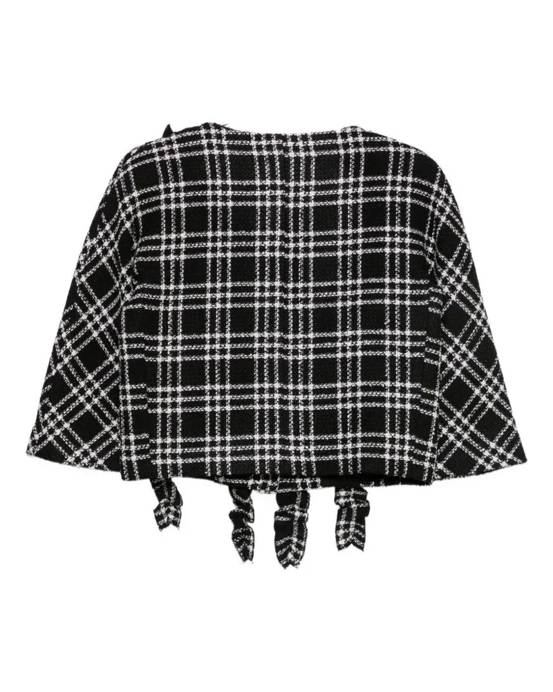 Alessandro Enriquez Check Bouclé with Ruffled Detailing Jacket — Black Black