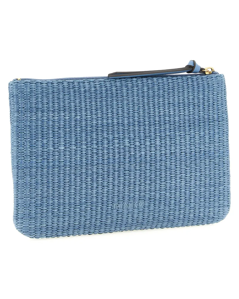 Pinko Braided Raffia Clutch — Blue Blue