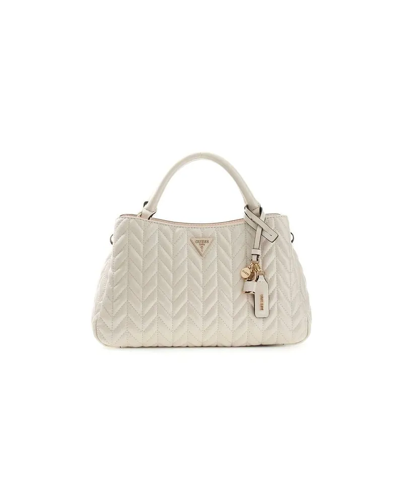 Guess Quilted Polyurethane Top Handle Bag — Beige Beige