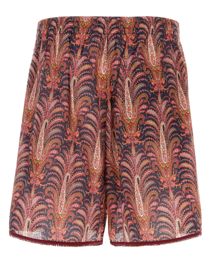 Valentino Garavani Men's Printed Cotton Bermuda Shorts Blumulticolor Exterior Navy