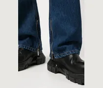 High-Waisted Straight-Leg Jeans — Indigo