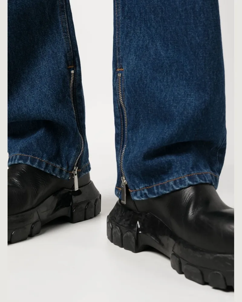 OFF-WHITE High-Waisted Straight-Leg Jeans — Indigo Indigo