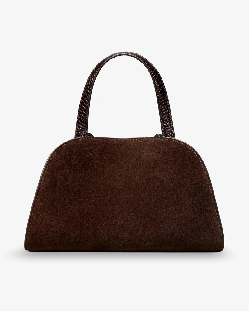 Tory Burch Women's Suede Satchel Bag Romy Brown Shoulder Brown