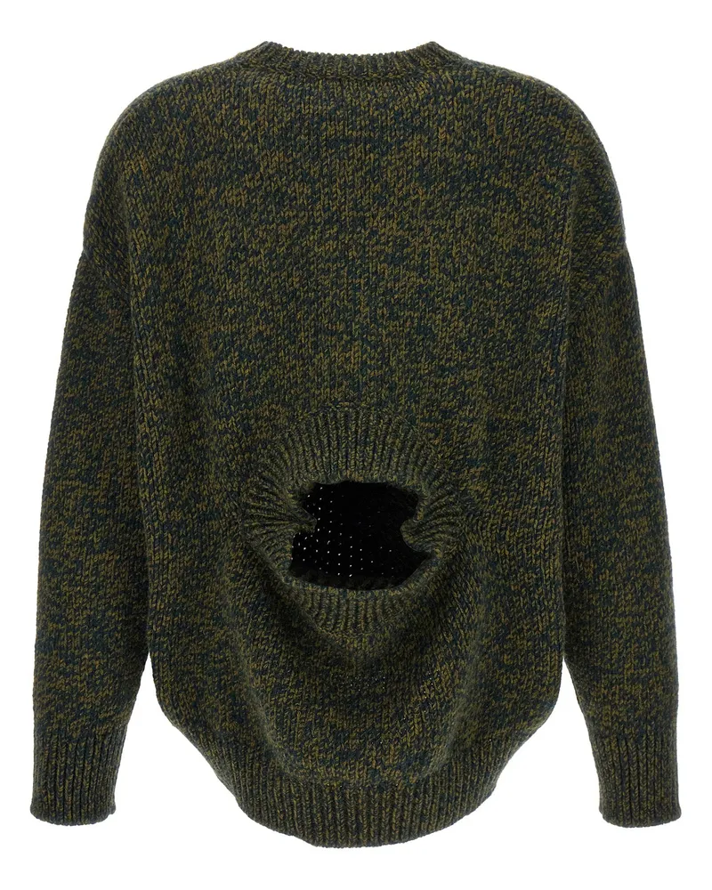 Loewe Double-Neck Melange Wool Sweater — olive Olive