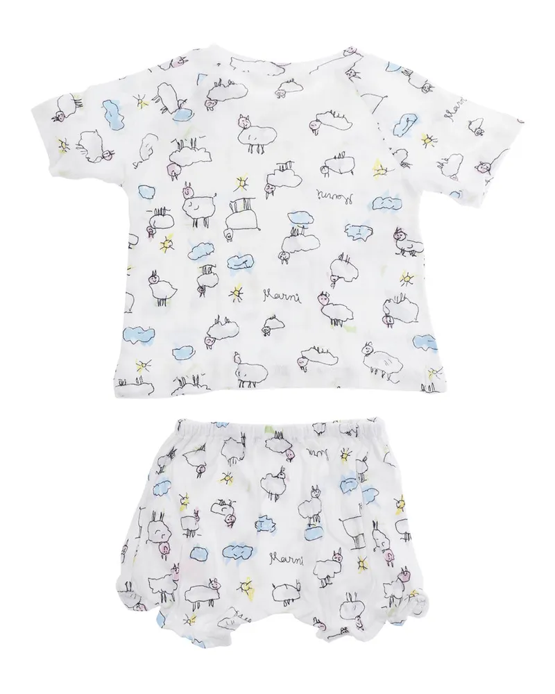 Marni Unisex Baby Romper And Shorts Set Bianca White Cotton Tracksuit Sets White
