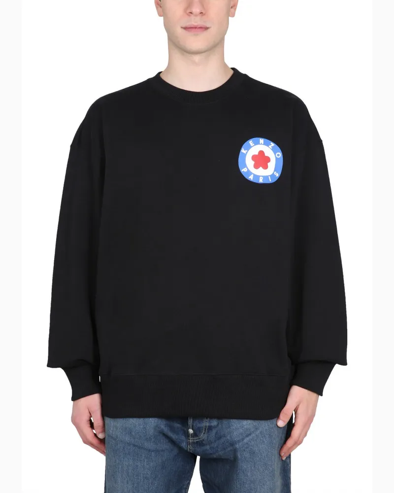 Kenzo Logo-Print Oversized Cotton Sweatshirt — Black Black