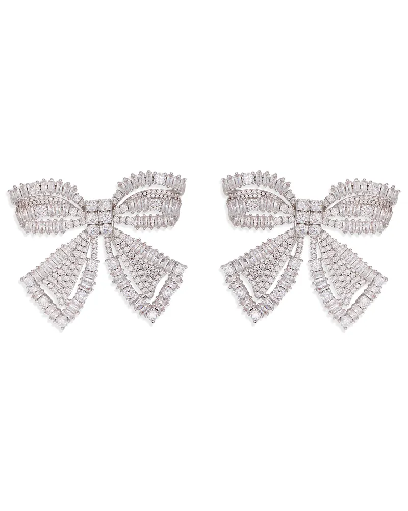 Self-Portrait Women's Earrings Bow Crystal Silver Brass Silver