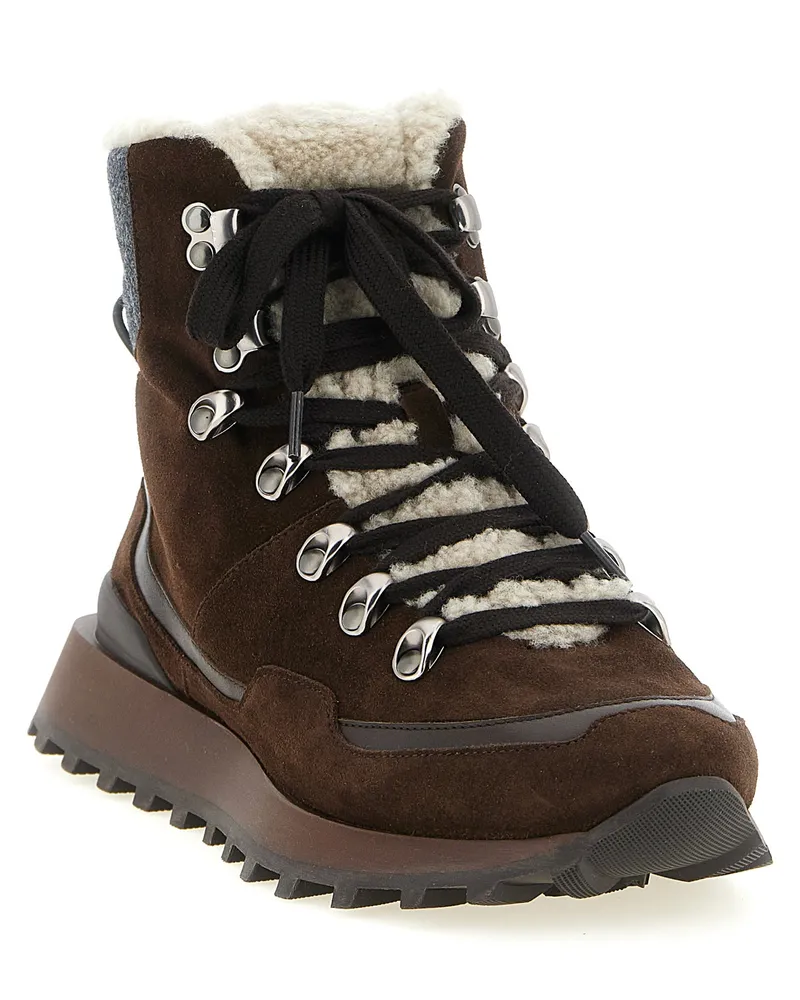 Brunello Cucinelli Women's Brown Calfskin Ankle Boots Brown