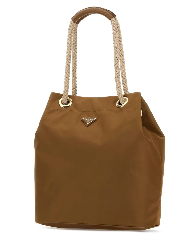 Prada Women's Brown Re-Nylon Large  Mariner Bucket Bag Brandy Borse A Secchiello Brown