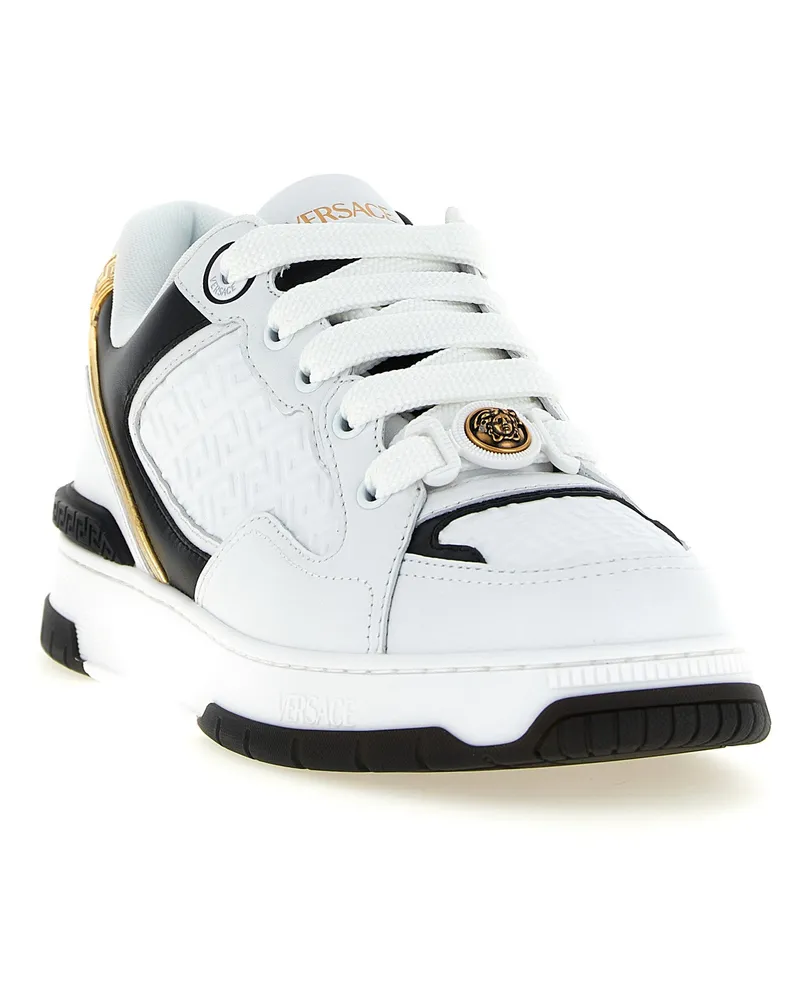 Versace Men's Bicolor Leather Low Top Sneakers White