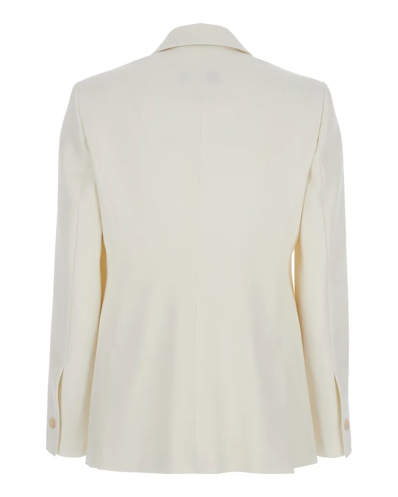 Max Mara Women's Palchi White Jacket With Classic Lapels Virgin Wool Blazers White