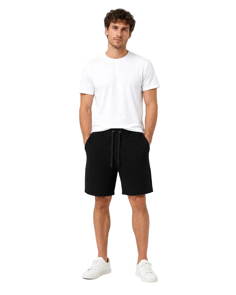 Emporio Armani Men's Shorts Embossed Jersey Black Polyamide Black