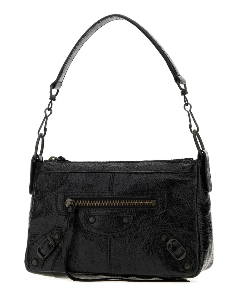 Balenciaga Women's Black Leather Mini Le City Moto Shoulder Bag Borse A Mano Black