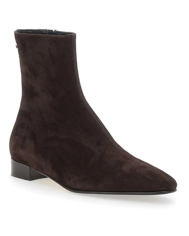 Carel Women's Brown Boots With Logo Embroidery And Side Zip Goat Brown