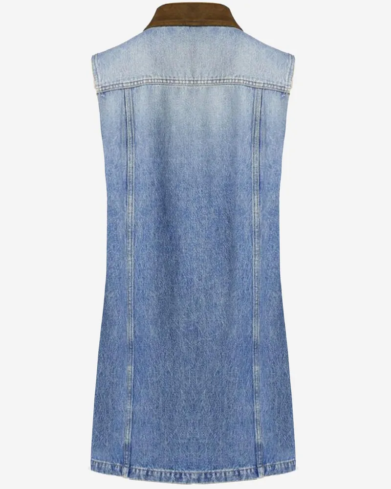 Versace Women's Cotton Denim Dress With Logo Blue