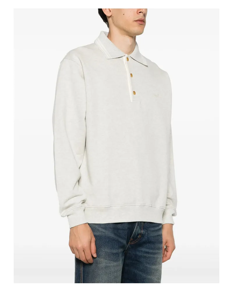 Drôle de Monsieur Cotton-Jersey Polo Sweater — Gray Gray