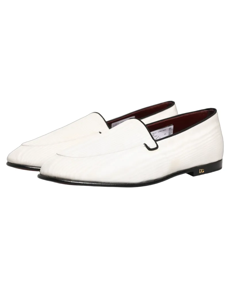 Dolce & Gabbana Men's Textured Leather Smoking Loafer White White