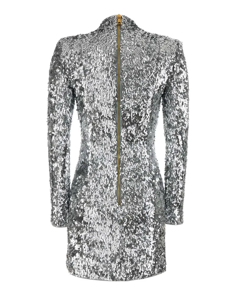 Balmain Women's Silver Sequins Mini Dress 9fc Argenté Abiti Silver