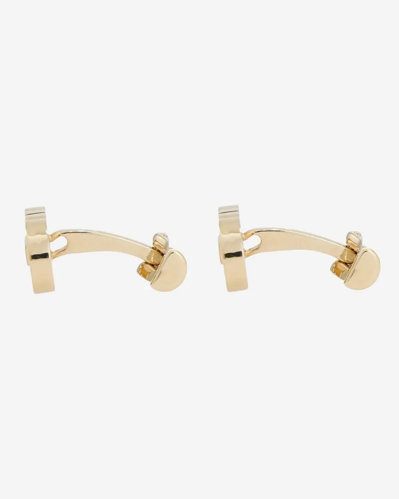 Ferragamo Men's Brass Cufflinks With Engraved Logo Gold Accessory Gold