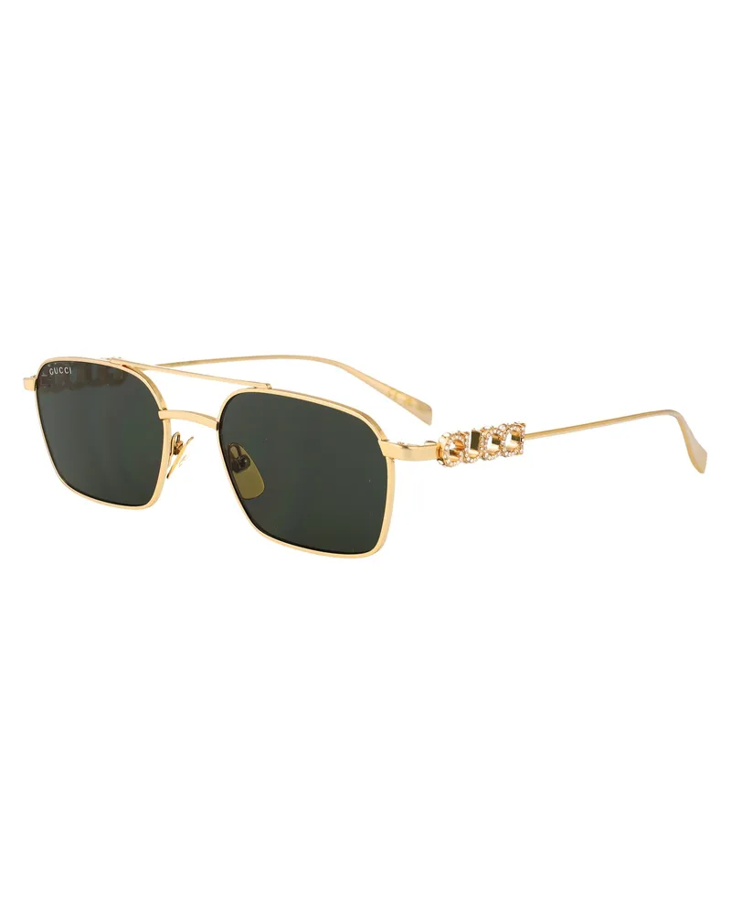 Gucci GG1804S Gold-Toned Metal Sunglasses — Gold Gold