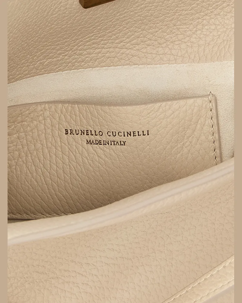 Brunello Cucinelli Leather Top Handle Bag — Beige Beige