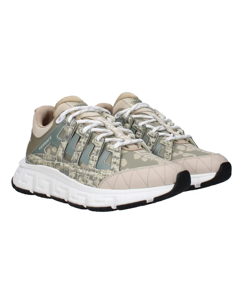 Versace Men's Green Fabric Low Top Sneakers Green